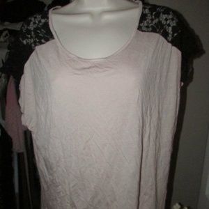 FOREVER 21 PINK BLACK SHORT SLEEVE LACE BLOUSE L